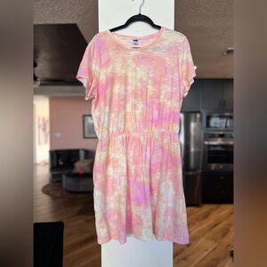 Old Navy Tie-Dye Short Sleeve Elastic Waist T-Shirt Dress Women's Size XL EUC